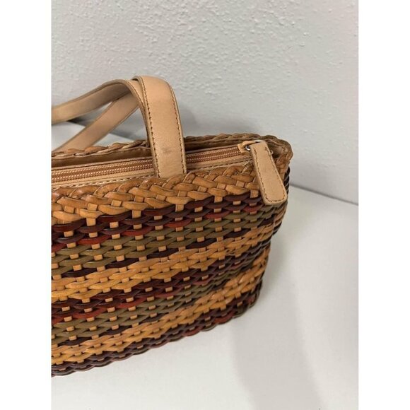 Vintage Fossil leather basket weave shoulder bag medium size - Picture 7 of 10